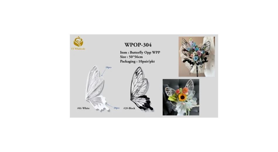 Butterfly OPP Wrapping Paper – Transparent Floral & Butterfly Design for Bouquets (WPOP-304)