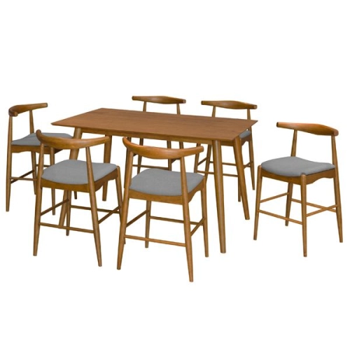 MIAMI ISLAND 3′ x 5′ Bar Set (1 + 6) with Miami High Chair Walnut