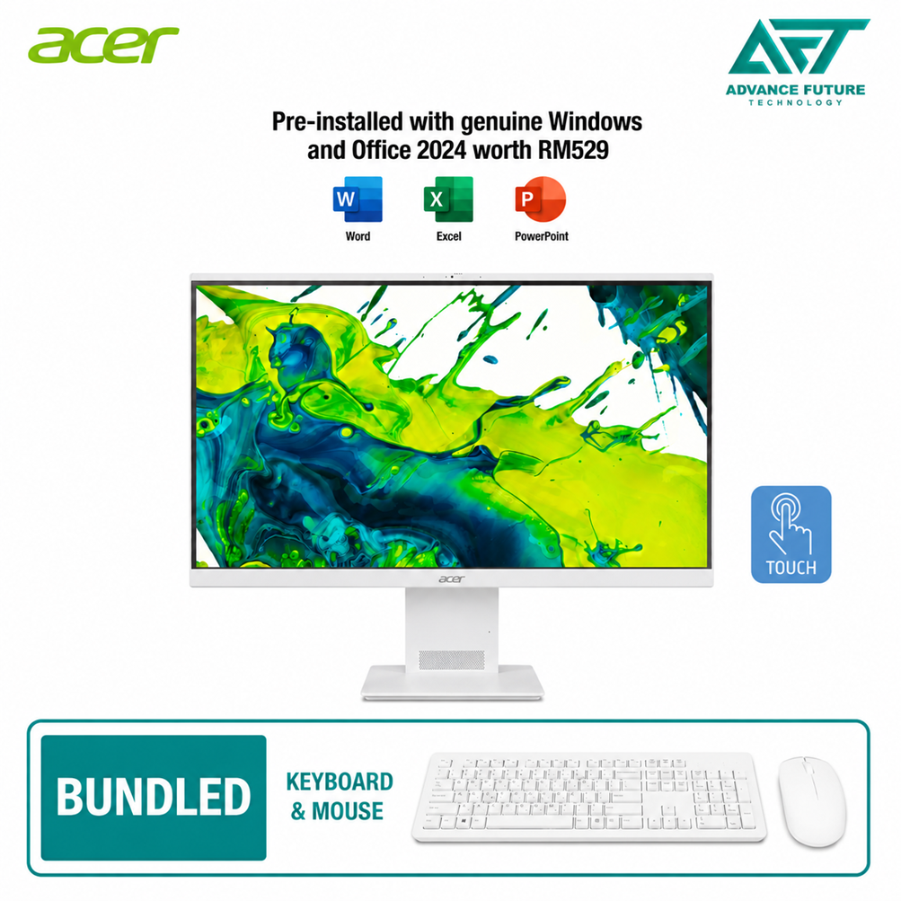 Acer Aspire S27B-GMTL-5125W11 27" FHD Touch All-in-One Desktop PC White ( Intel Core Ultra 5 125U, 16GB, 1TB SSD, Intel, W11, H&S 2024&M365 )