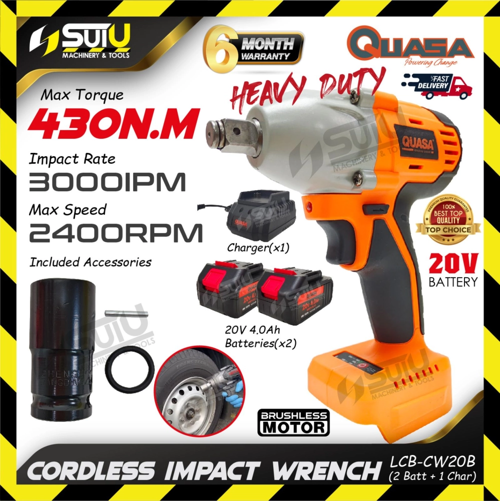 QUASA LCB-CW20B 20V 430NM Cordless Impact Wrench 2400RPM 3000IPM (SOLO / SET)