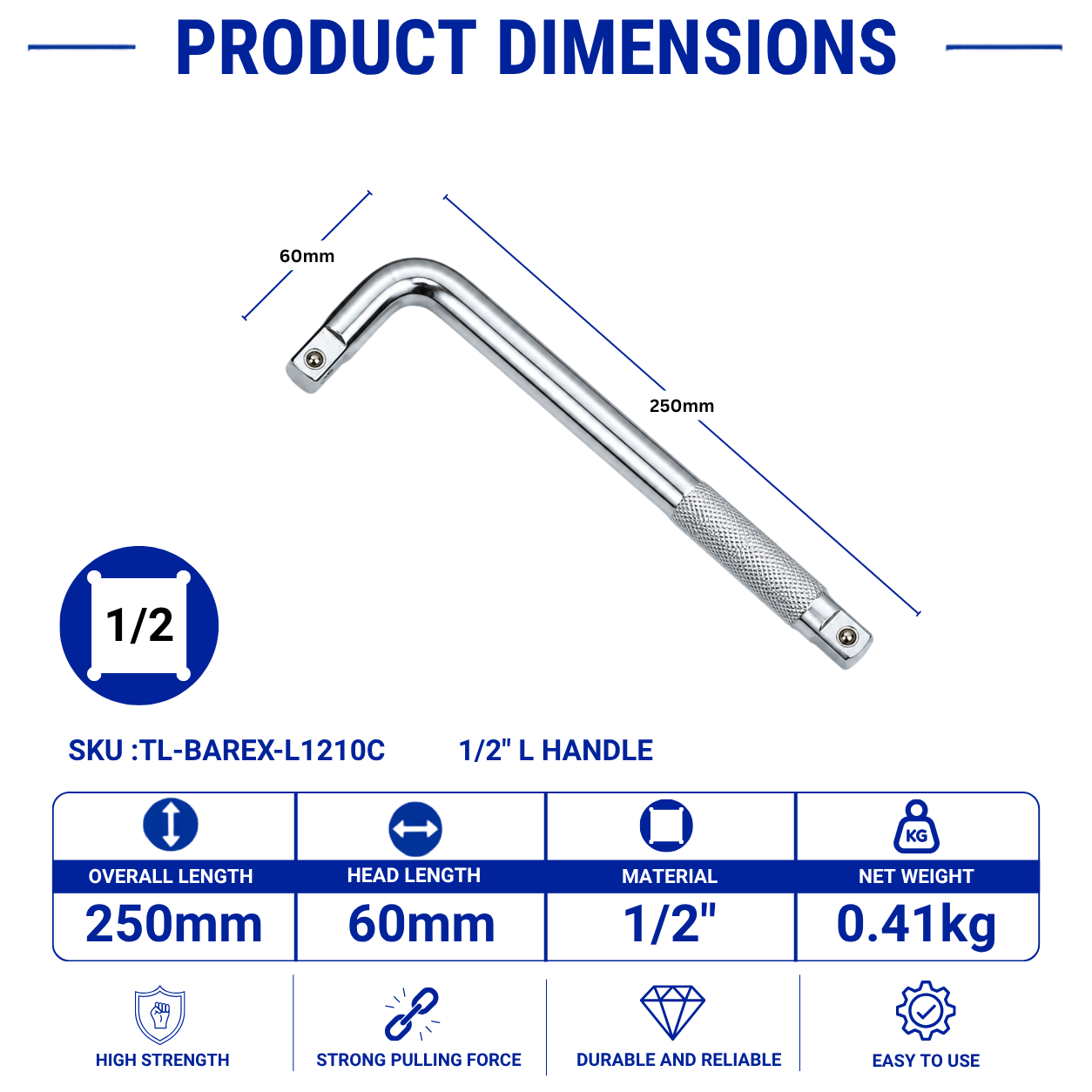 L Handle Socket Wrench Series, 1/2″ & 3/4″ Drive