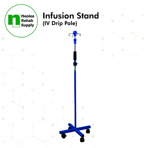 INFUSION STAND (IV DRIP POLE) - BLACK STAND 4 HOOKS