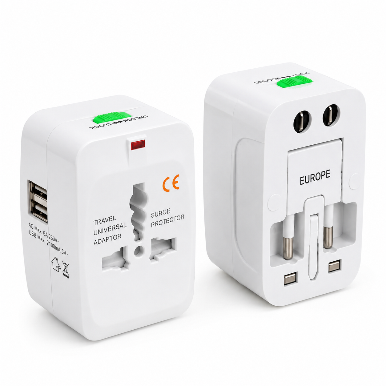 13A Universal Travel Adaptor C/W USB & Type C