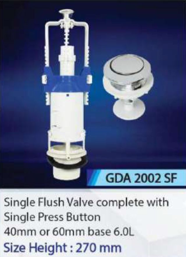 GDA 2002 SF 60MM  SINGLE FLUSH VALVE COMPLETE WITH SINGLE PRESS BUTTON