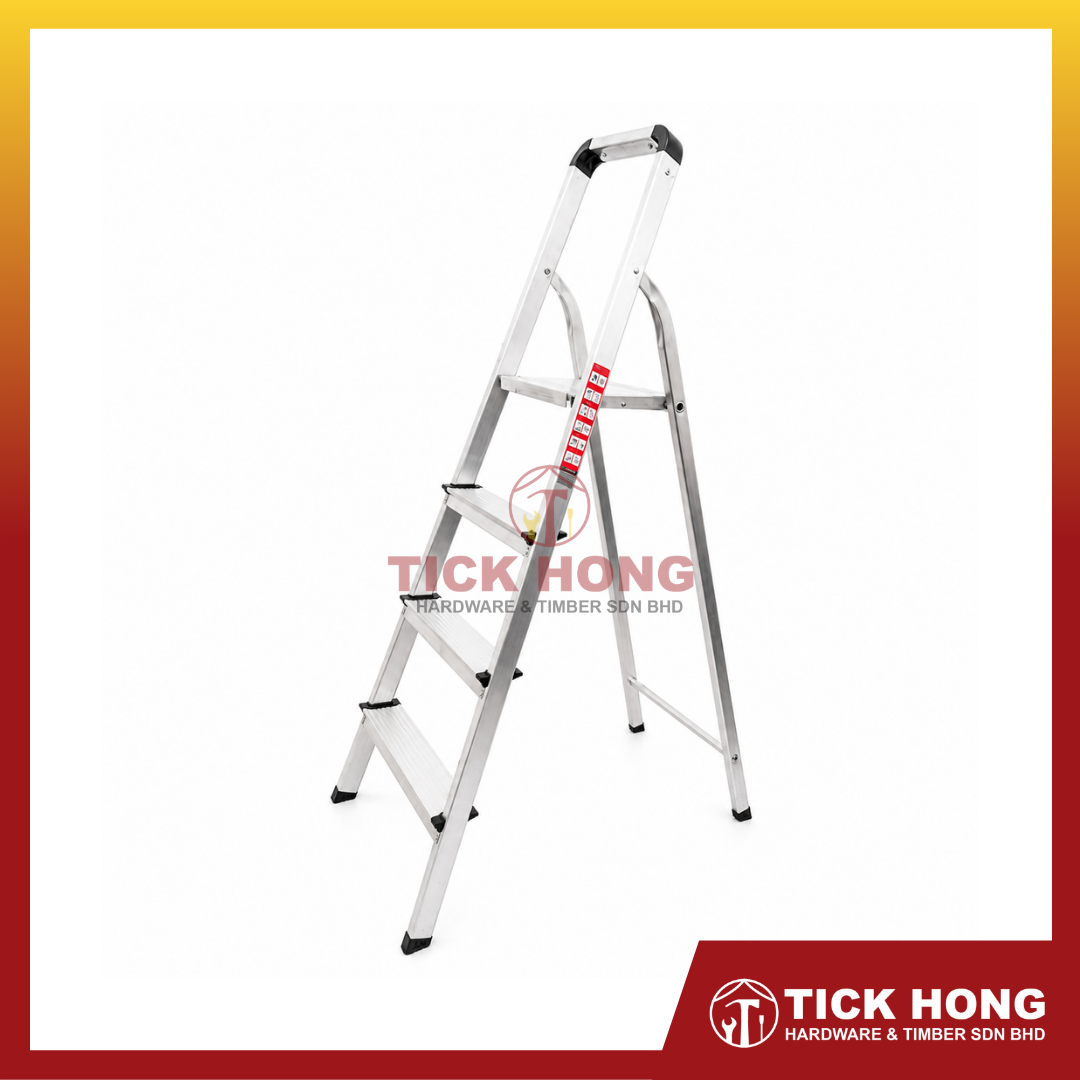 EVERLAS Lightweight Heavy Duty Single Sided Platform Aluminum Ladder (7 - 8 Steps) (Weight Capacity up to 125KG)