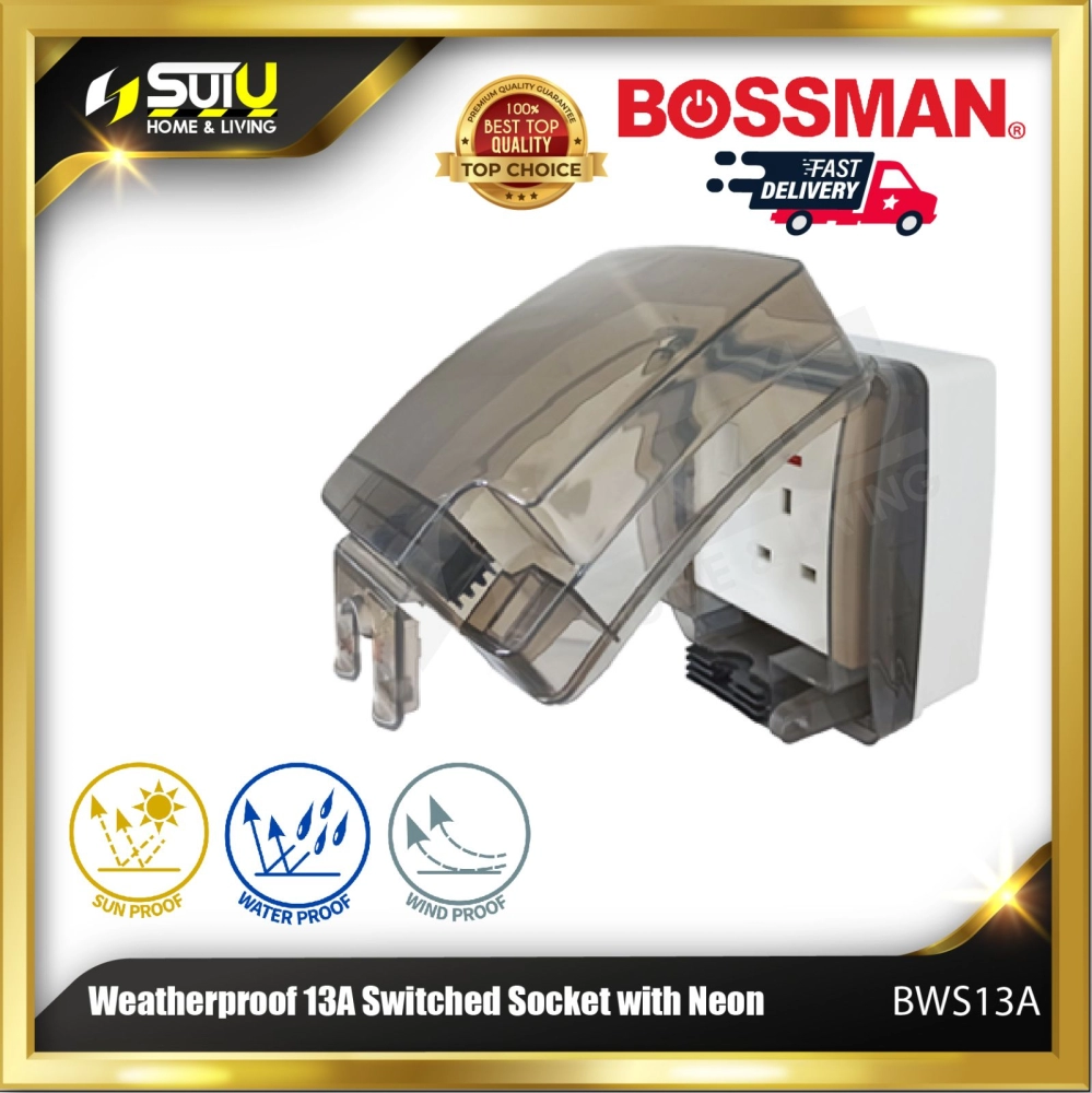 BOSSMAN BWS13A Weatherproof 13A Switched Socket with Neon