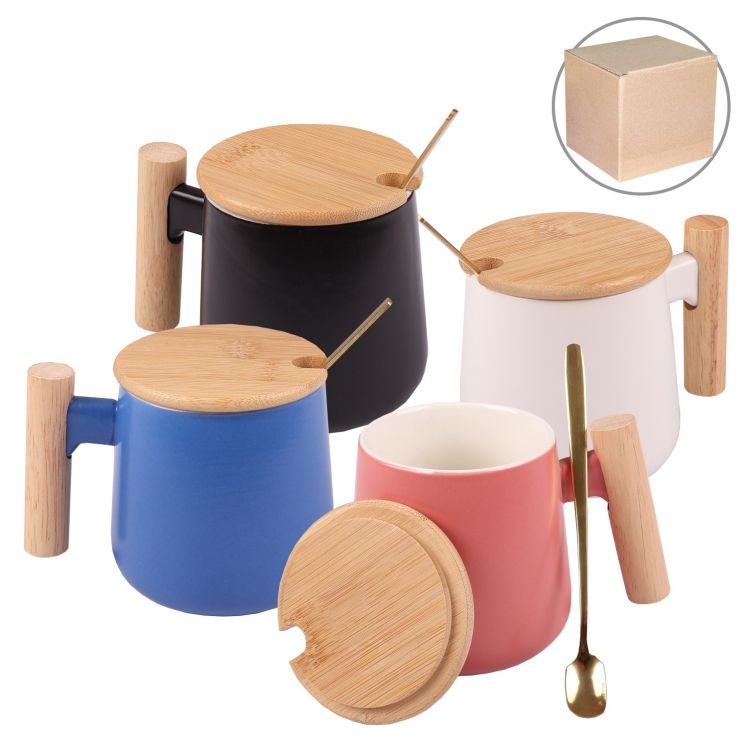 Ceramic Mug with Lid & Spoon 7789