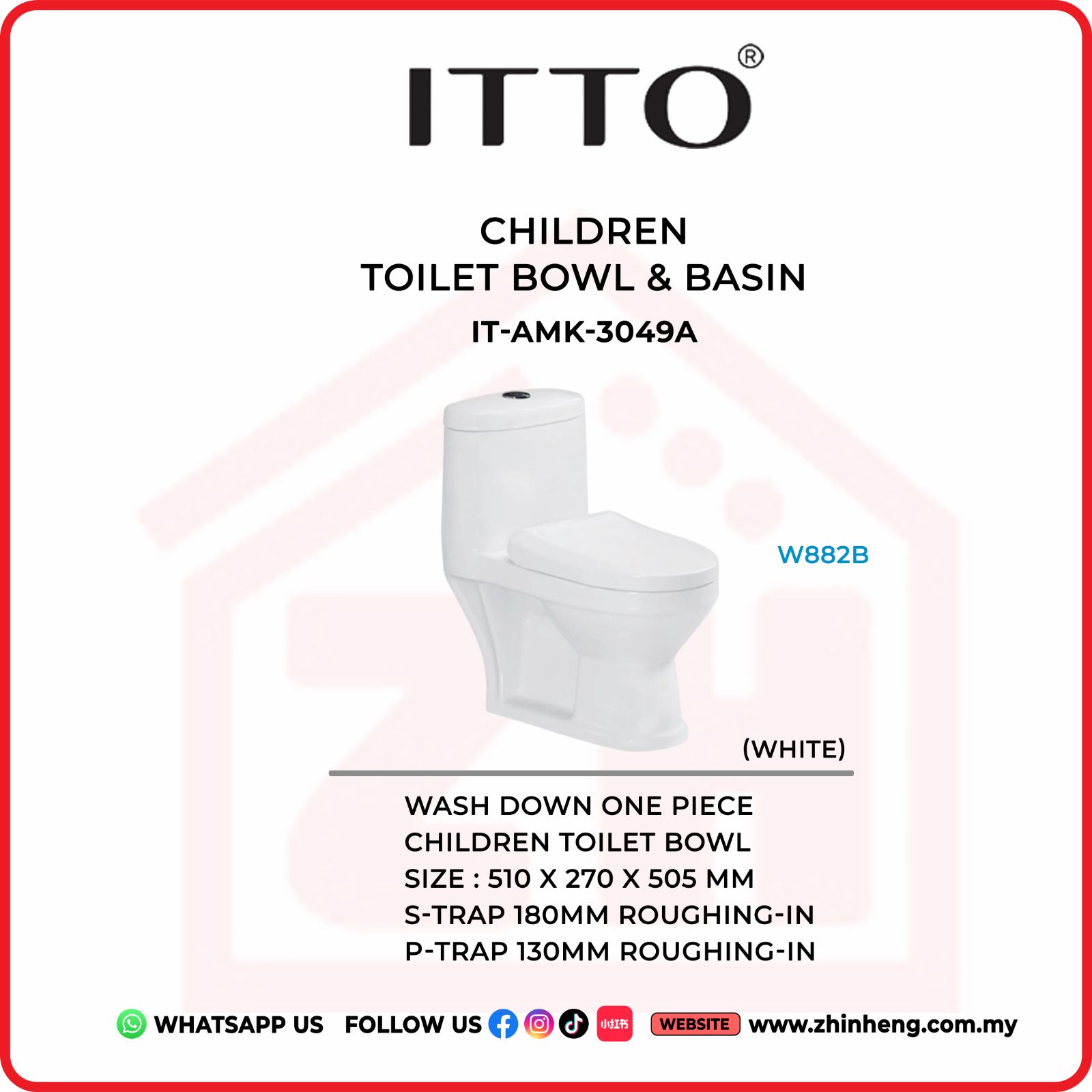 ITTO Wash Down One-Piece Children Toilet Bowl (WHITE)  IT-AMK-3049A