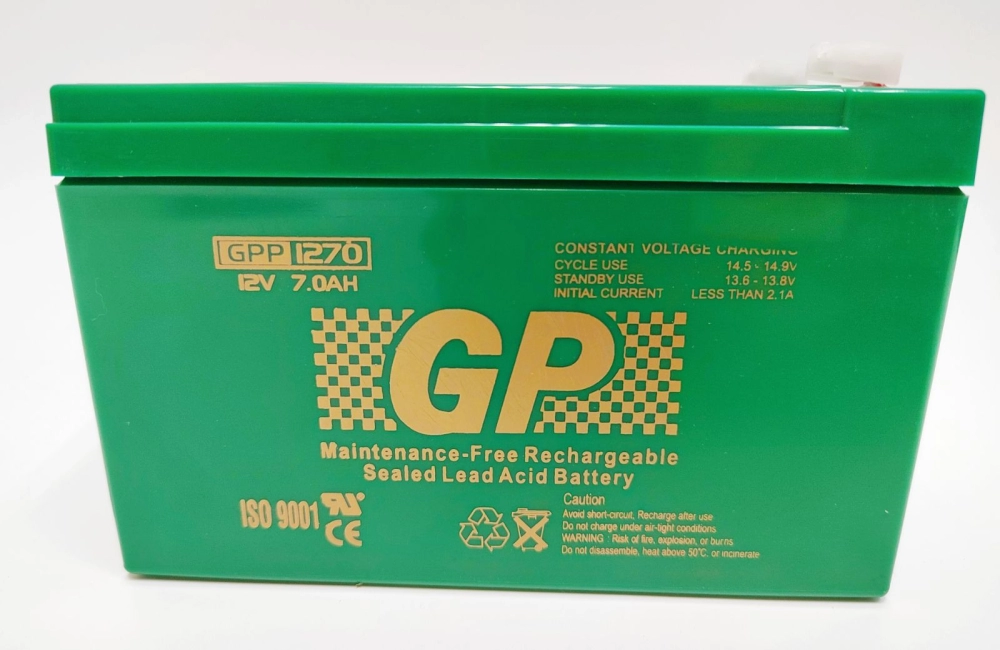 GP Brand 12V7AH Rechargeable Seal Lead Acid Backup Battery for autogate / alarm / UPS - GPP1270