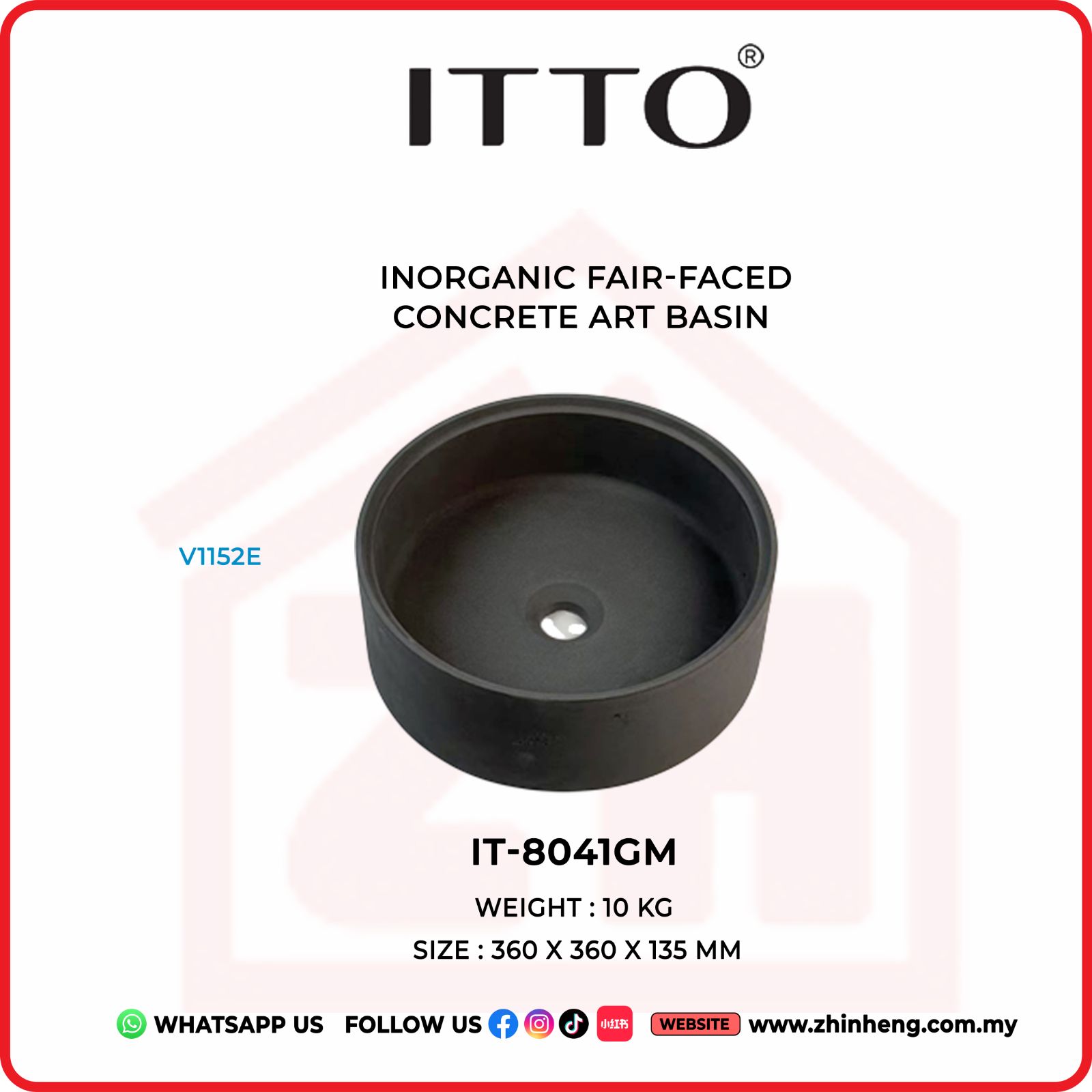 ITTO INORGANIC FAIR-FACED ​​​​​​​CONCRETE ART BASIN IT-8041GM