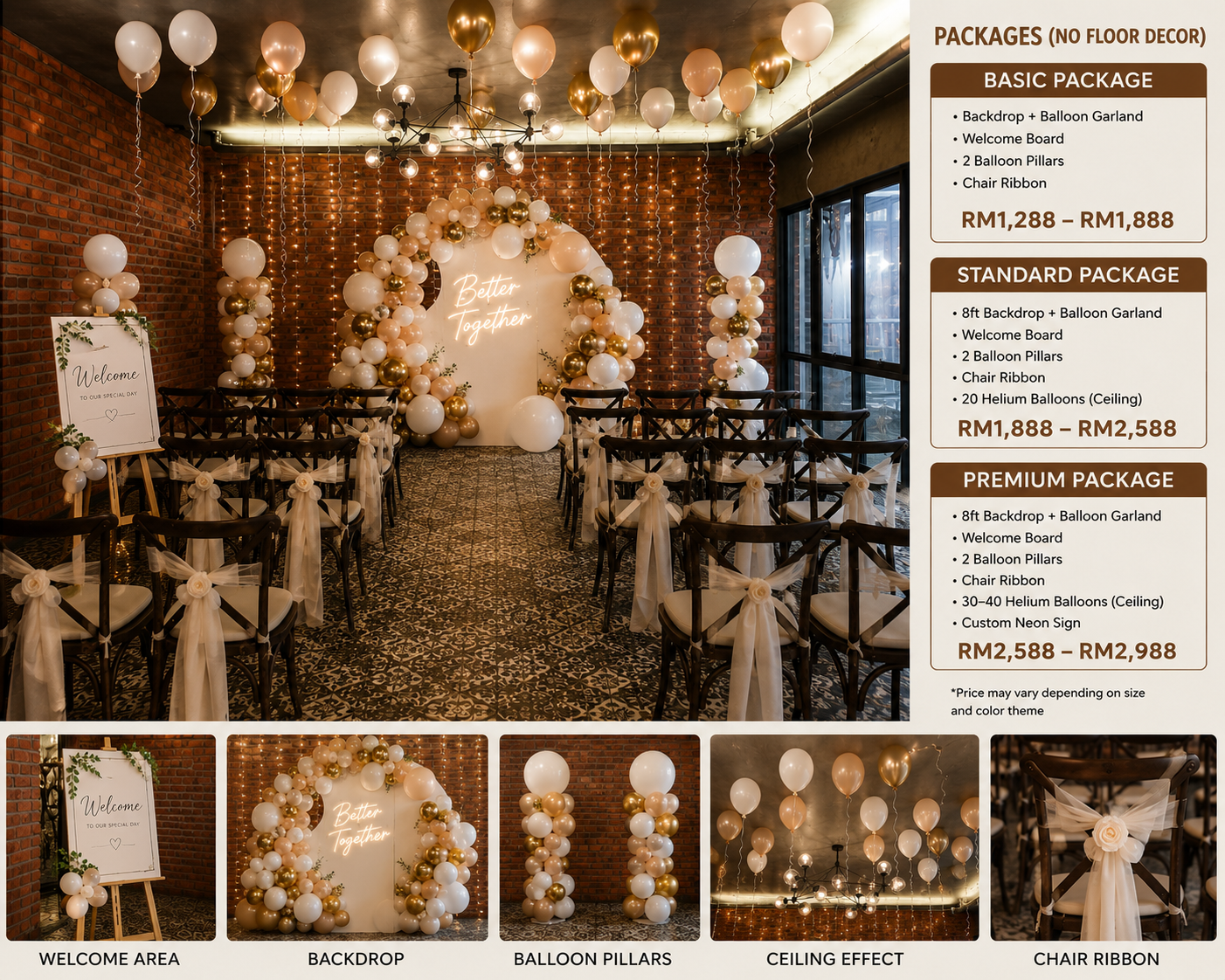 Luxury Event Hall Balloon & Flower Decoration