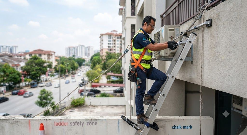 ladder safety equipment for air conditioning technicians