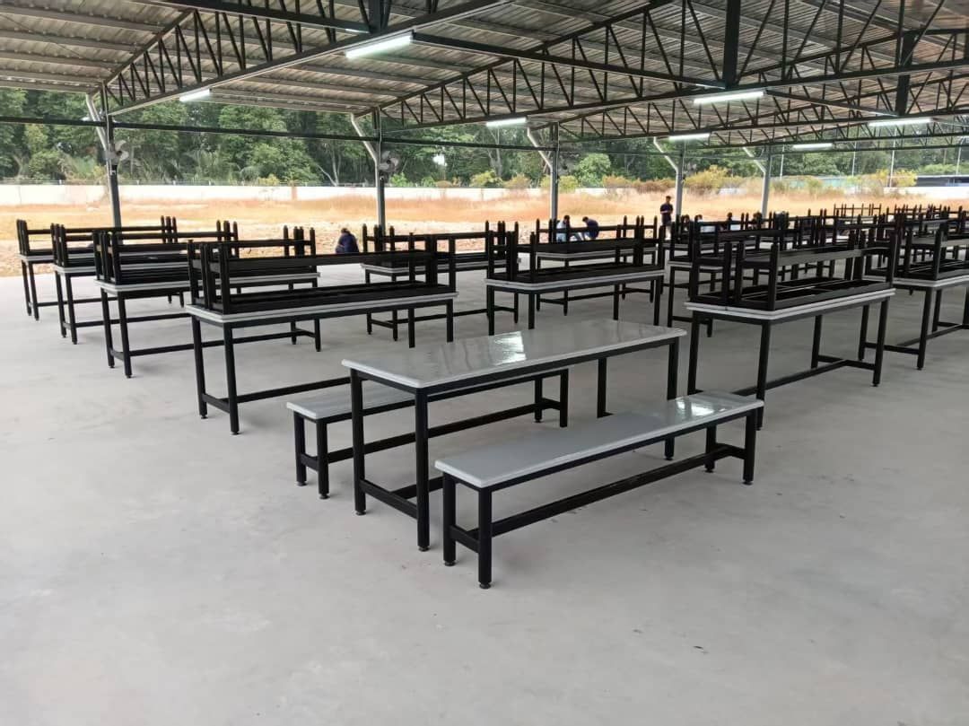 Heavy Duty Fiberglass Canteen Table & Bench Set | FRP Canteen Dining Furniture | Factory, Food Court & Industrial Cafeteria Supplier Malaysia | Deliver Perak, Ipoh, Taiping, Sungai Buloh, Shah Alam , Cyberjaya, Putrajaya, Damansara, Cheras, Penang