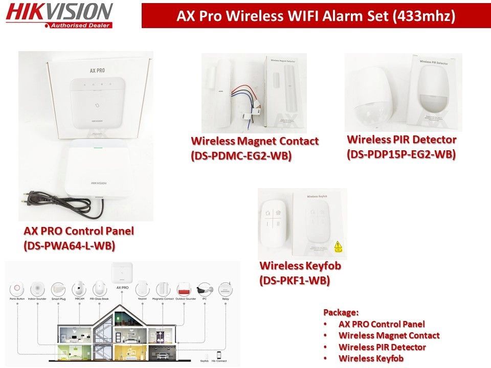 HIKVISION AX PRO Wireless WIFI Alarm System - 433mhz (DS-PWA64-Kit-WB) - Smart Home Wireless Alarm System