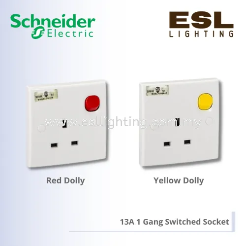 SCHNEIDER S-Classic 13A 1 Gang Switched Socket  - E15R_RD_WE_G11 / E15R_YL_WE_G11