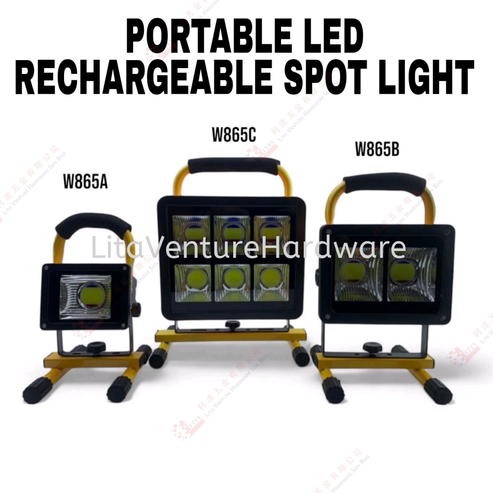 PORTABLE LED RACHARGEABLE SPOT LIGHT - W865A W865C W865B