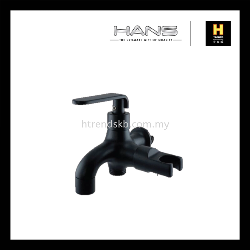 Hans Brass Chrome Two Way Tap With Holder (Black) HTWT36410BL