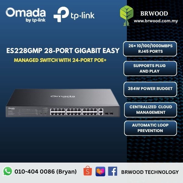 OMADA TP-LINK ES228GMP: 28-Port Gigabit Easy Managed Switch with 24-Port PoE+