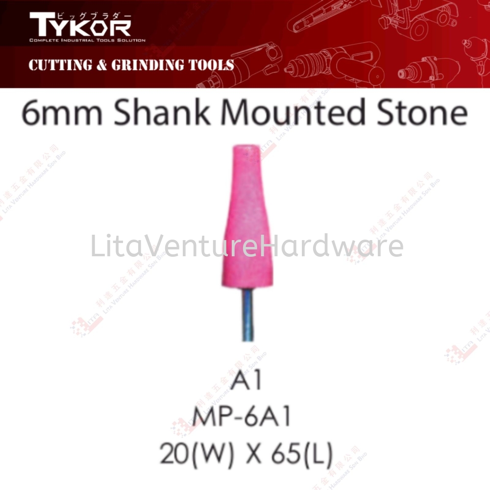 TYKOR BRAND 6MM SHANK MOUNTED STONE - A1 MP6A1 20WX65L