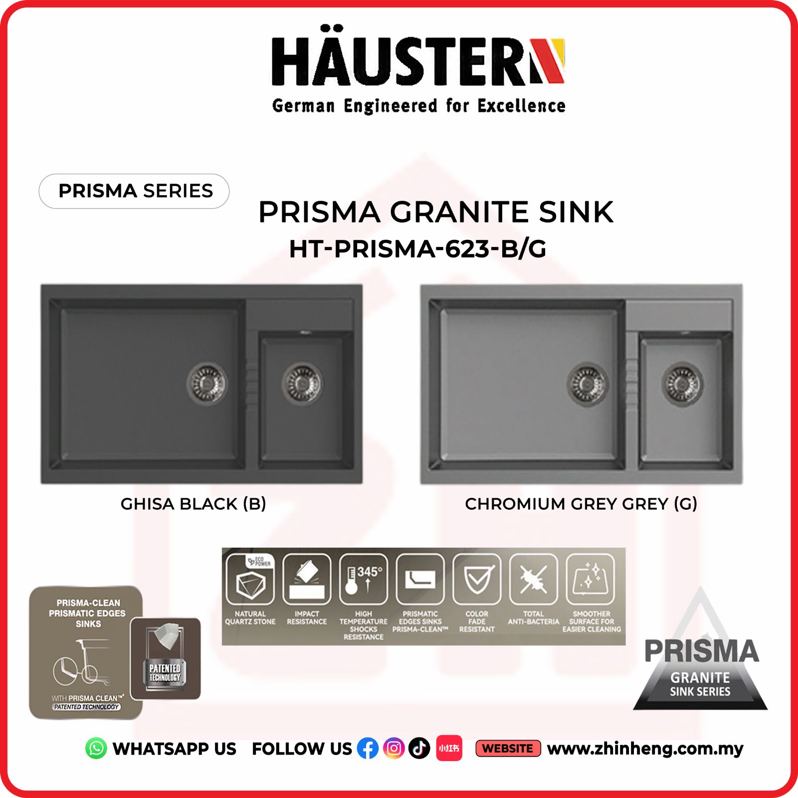 ​​​​​HAUSTERN EDGE KITCHEN SINK HT-PRISMA-623-B/G