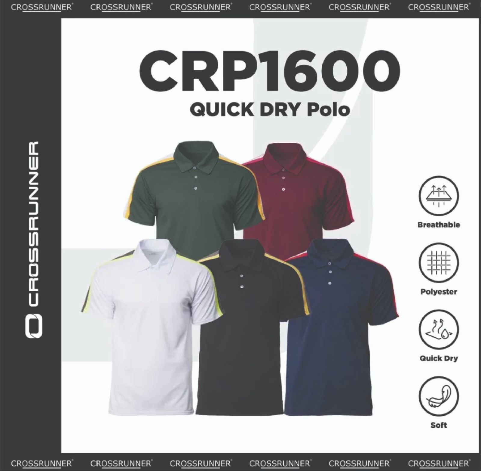 CROSSRUNNER Quick Dry Sportswear Jersey Unisex CRP1600 Brand: Crossrunner