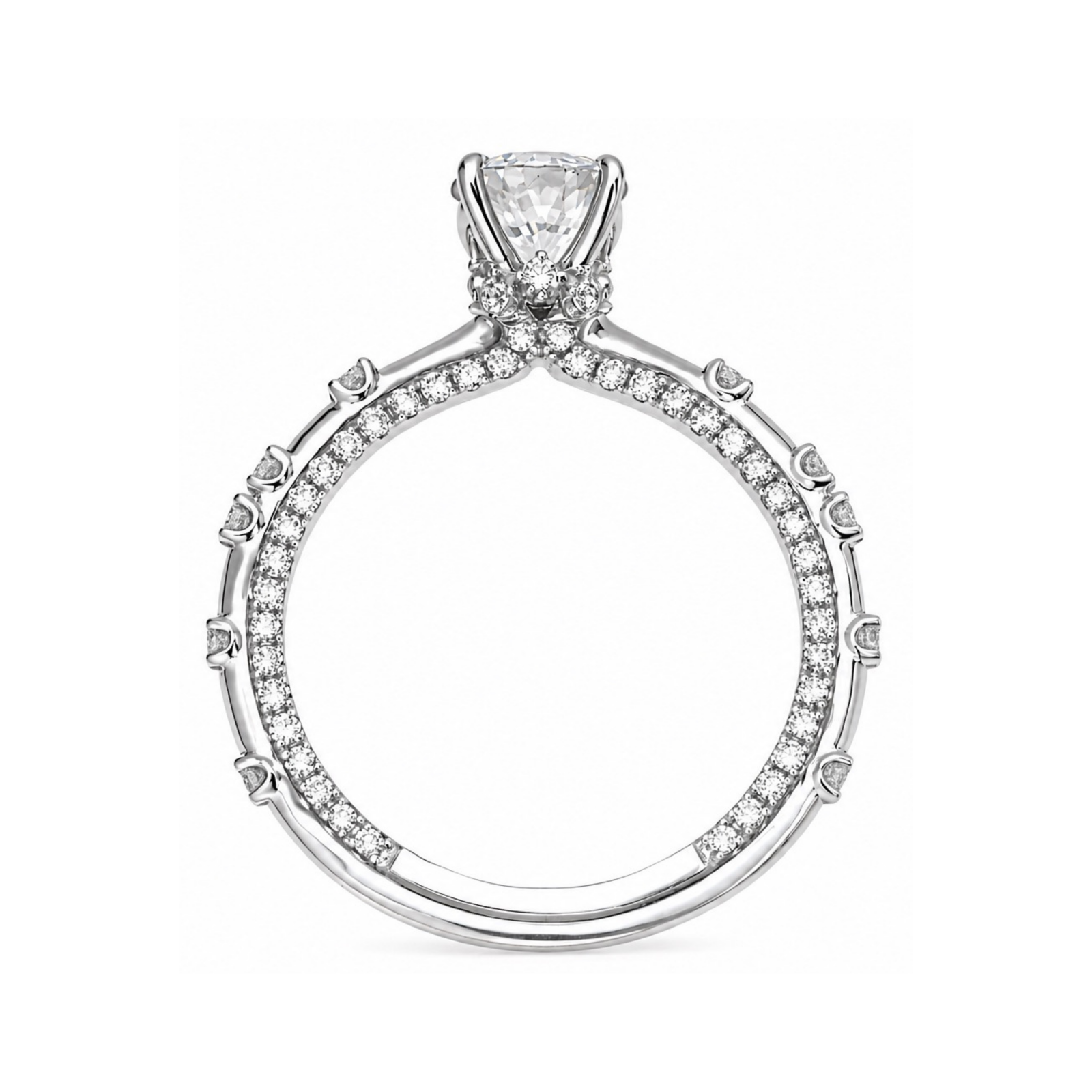 Roman & Co庐 Novella Celest Pav茅 Halo Accent Solitaire Engagement Ring