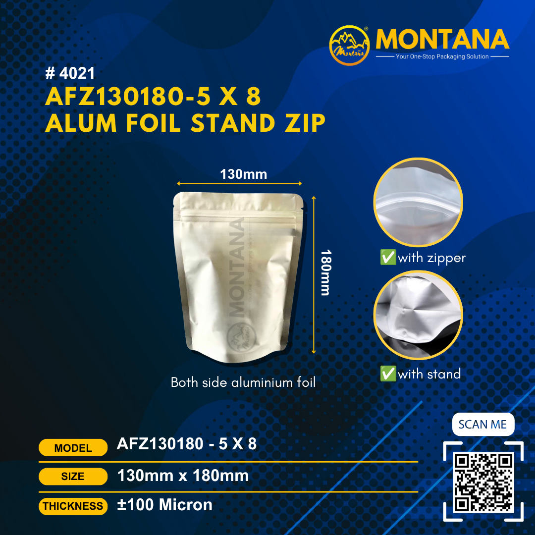 (4021) AFZ130180-5 x 8 ALUM FOIL STAND ZIP