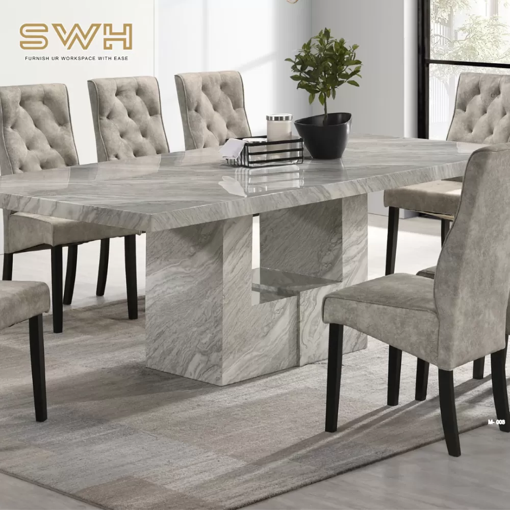 Gowther 8 Seater Marble Dining Table Set | Dining Furniture Shop