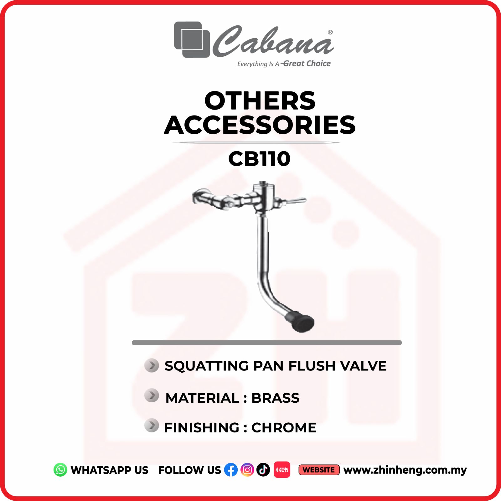 CABANA Squatting Pan Flush Valve CB110