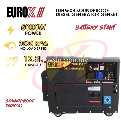 EuroX TDH6508 5kva (5000W) Soundproof Diesel Generator Genset