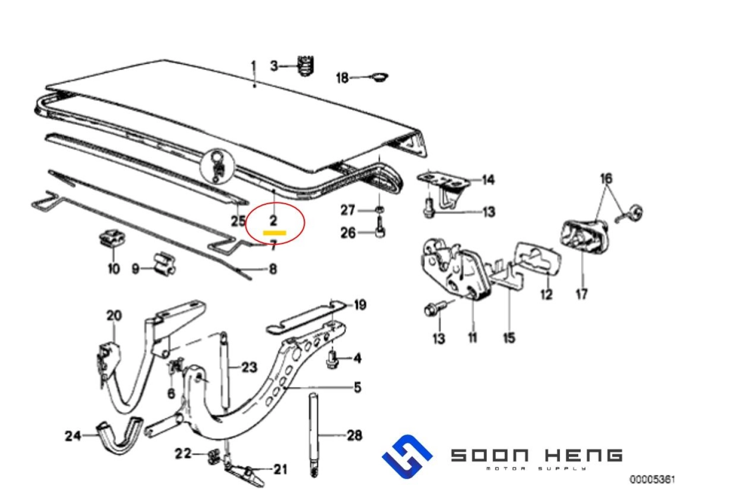 BMW E30 - Rear Trunk Lid Seal (Original BMW)