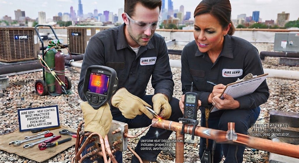 refrigeration copper pipe brazing heat control