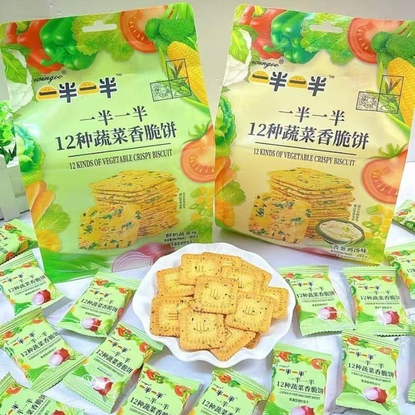 一半一半12种蔬菜饼 YBYB 12 KINDS OF VEGETABLE CRISPY BISCUIT 208G[12PACK/CTN]
