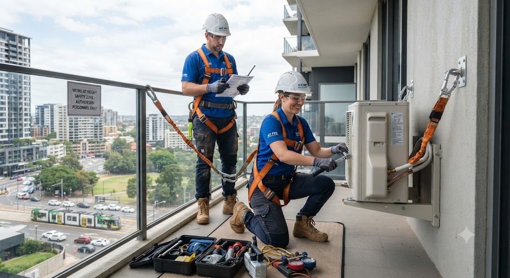 safe work at height for outdoor AC unit installation