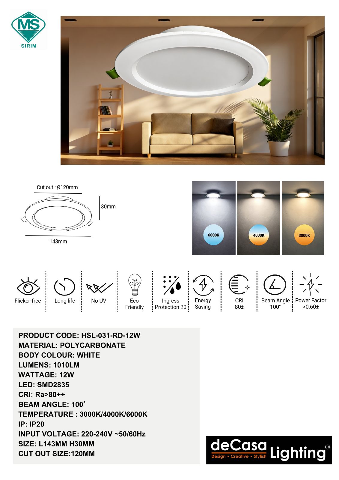 LED RECESSED DOWNLIGHT(HSL-031-RD-12W)