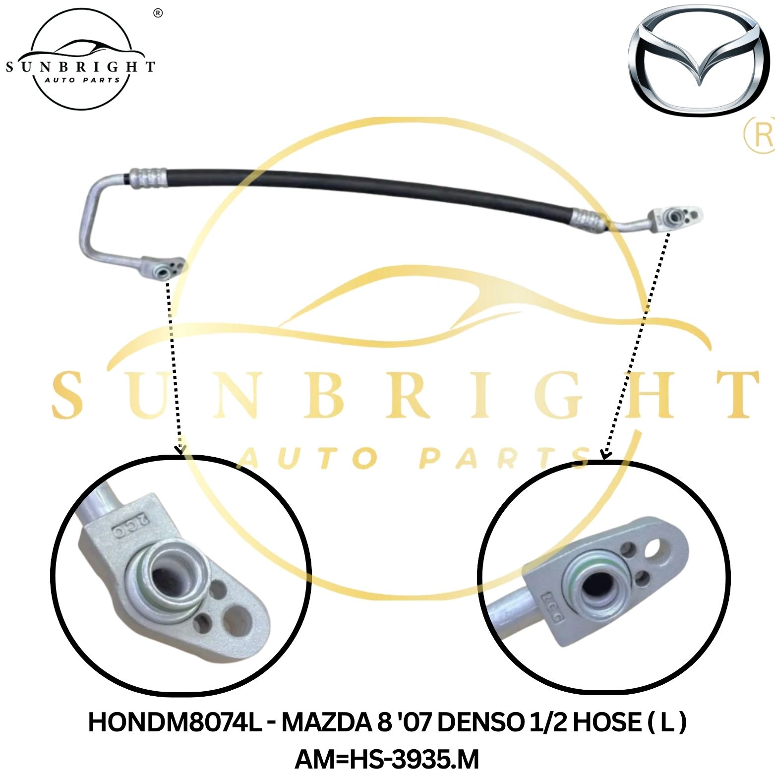 HONDM8074L - MAZDA 8 '07 DENSO 1/2 HOSE ( L ) AM=HS-3935.M
