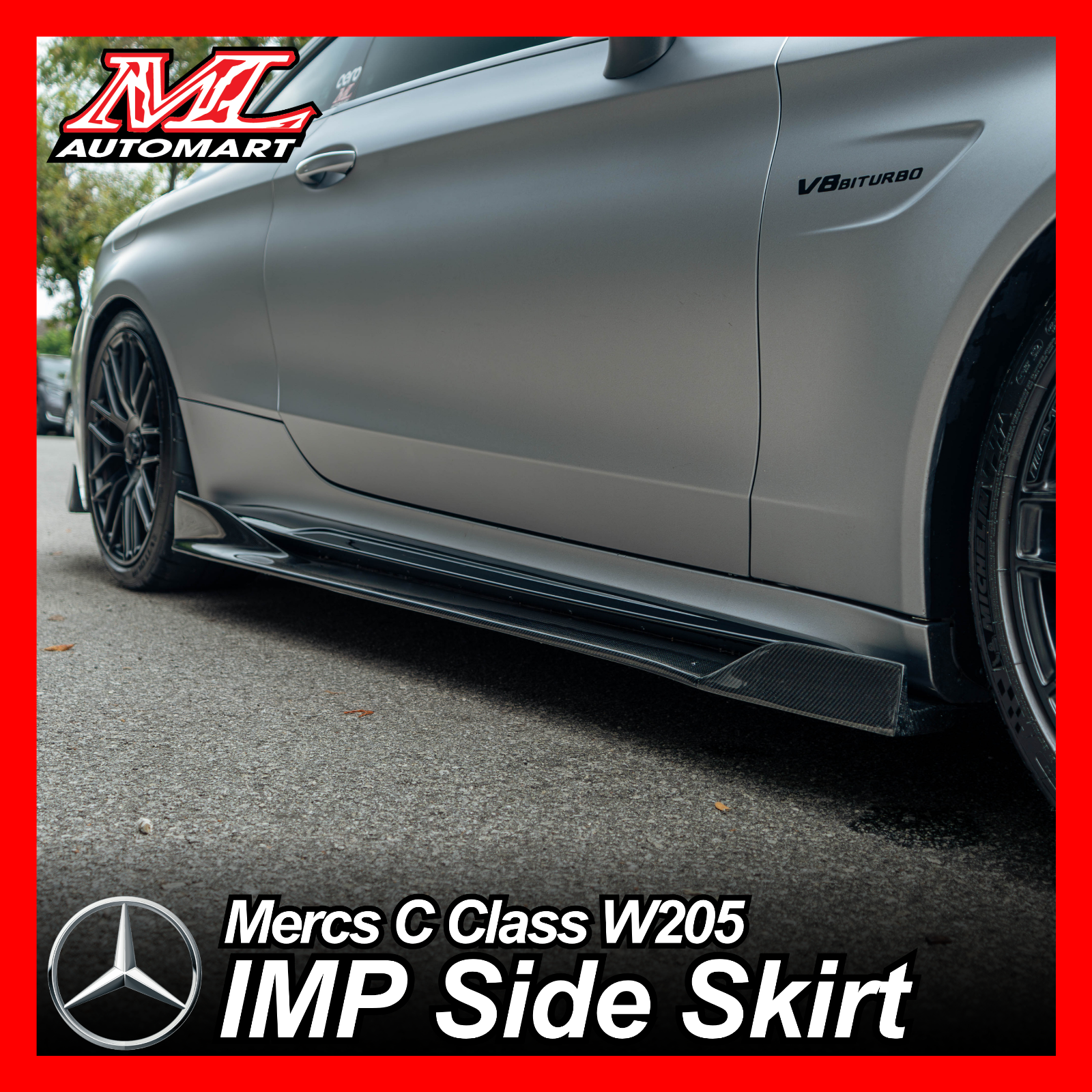Mercedes Benz C Class W205 IMP Side Skirt (Carbon FIber)