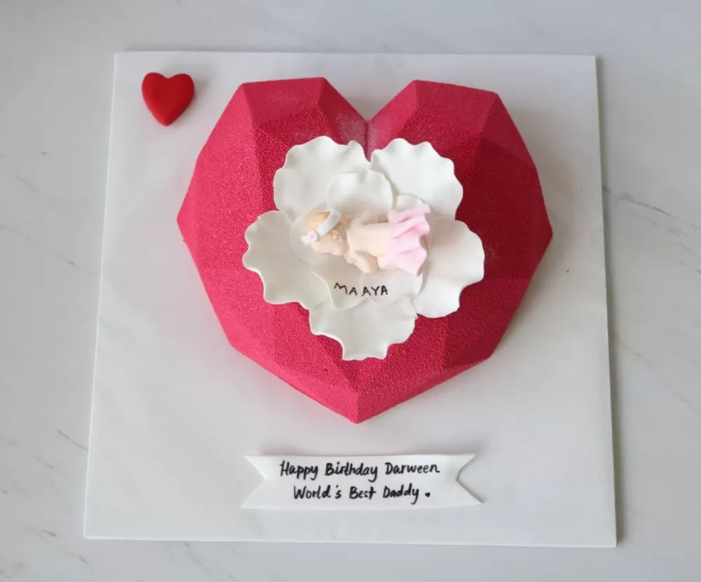 New Born Baby Heart Cake