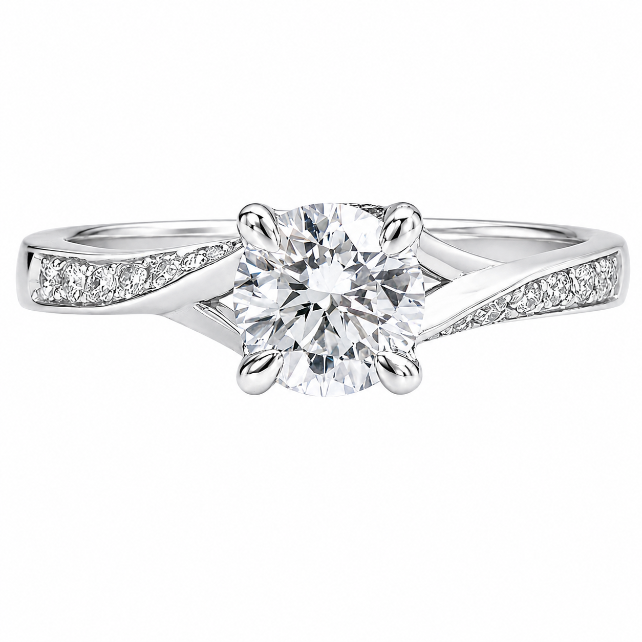 Roman & Co庐 Orlina Flow Pav茅 Solitaire Engagement Ring
