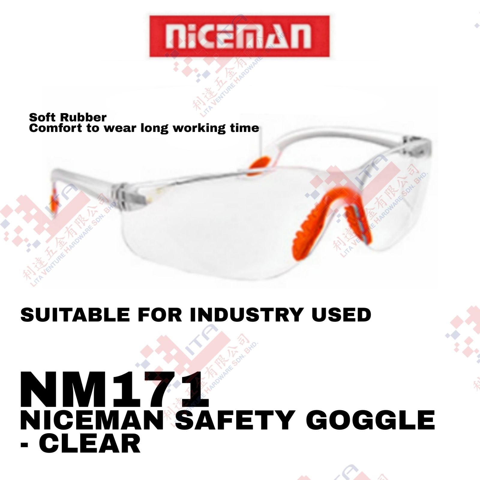 NICEMAN BRAND SAFETY GOGGLE(CLEAR) NM171