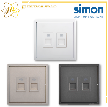 SIMON I7 705224 2 GANG TELEPHONE OUTLET (RJ11) [MATT WHITE/GOLDEN CHAMPAGNE/GRAPHITE BLACK]