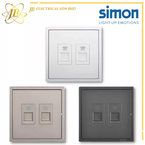 SIMON I7 705224 2 GANG TELEPHONE OUTLET (RJ11) [MATT WHITE/GOLDEN CHAMPAGNE/GRAPHITE BLACK]