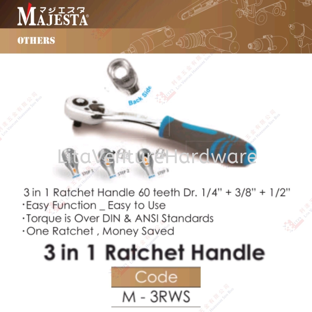 MAJESTA BRAND 3 IN 1 RATCHET HANDLE - M3RWS