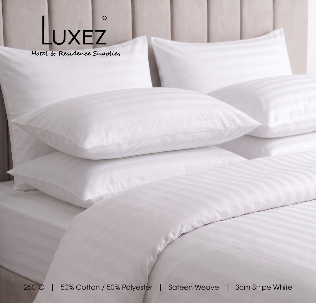 Luxez Hotel & Airbnb Collection: 250TC 50/50 Polycotton 3cm Stripe Bed Linen