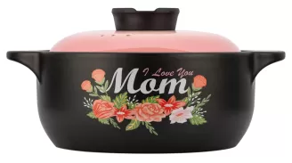 COLOR KING 3233-4000ml SHANGCHU Ceramic Stock Pot Pink (I LOVE YOU MOM)