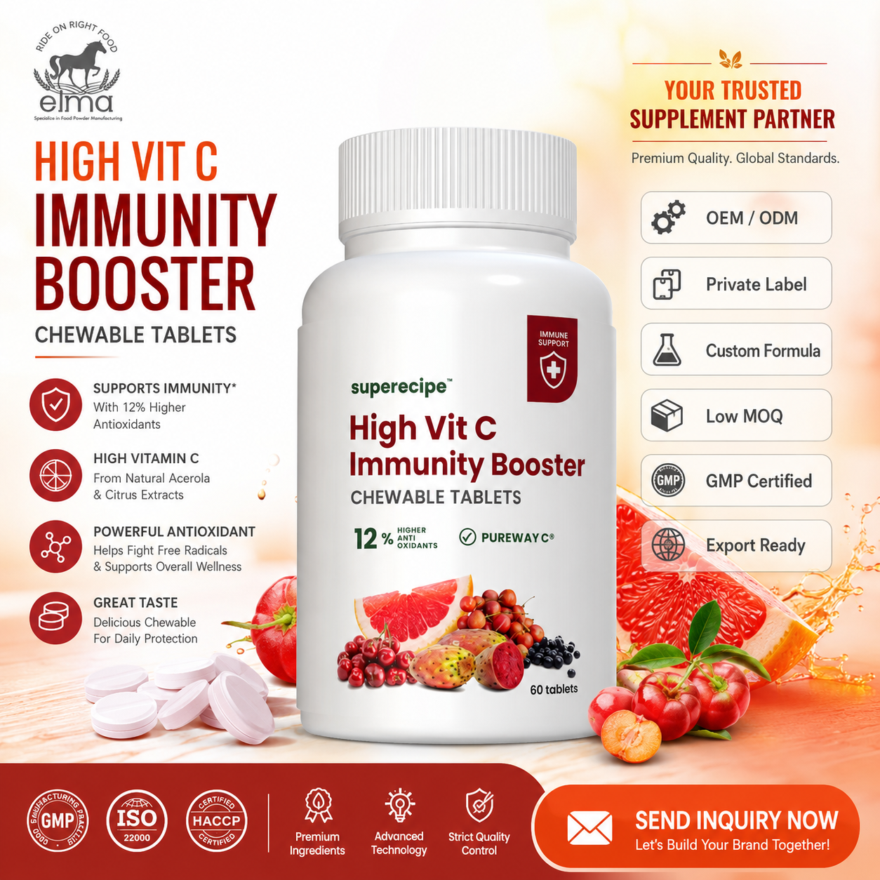 OEM/ODM Vitamin C Supplement Tablets Factory for Private Label Health Brands