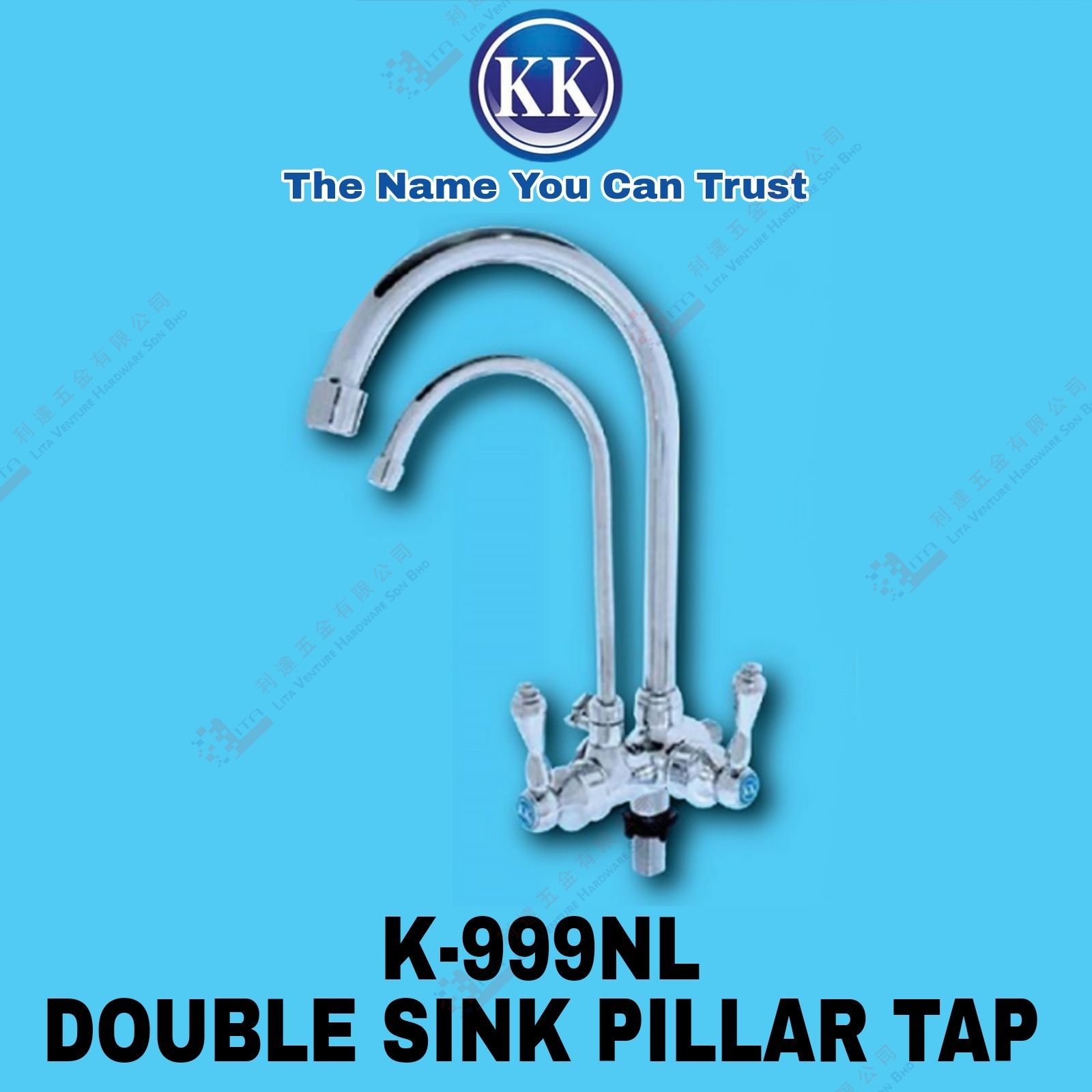 KK BRAND DOUBLE SINK PILLAR TAP - K999NL