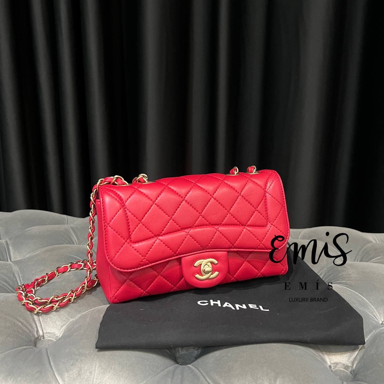 CHANEL LAMBSKIN CHAIN FLAP BAG 