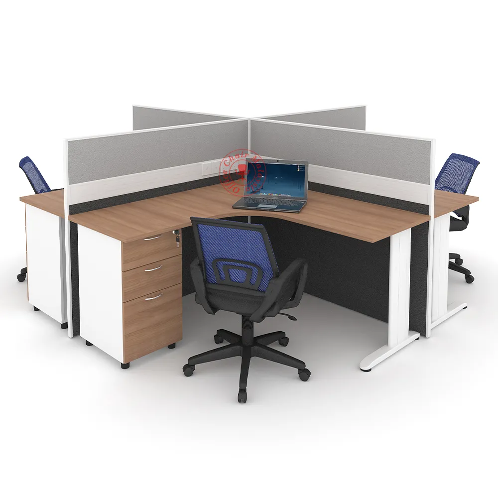 MJ L-Shape Workstation Cluster of 4 / Office Table Workstation / Meja Pejabat Kerja / Meja office