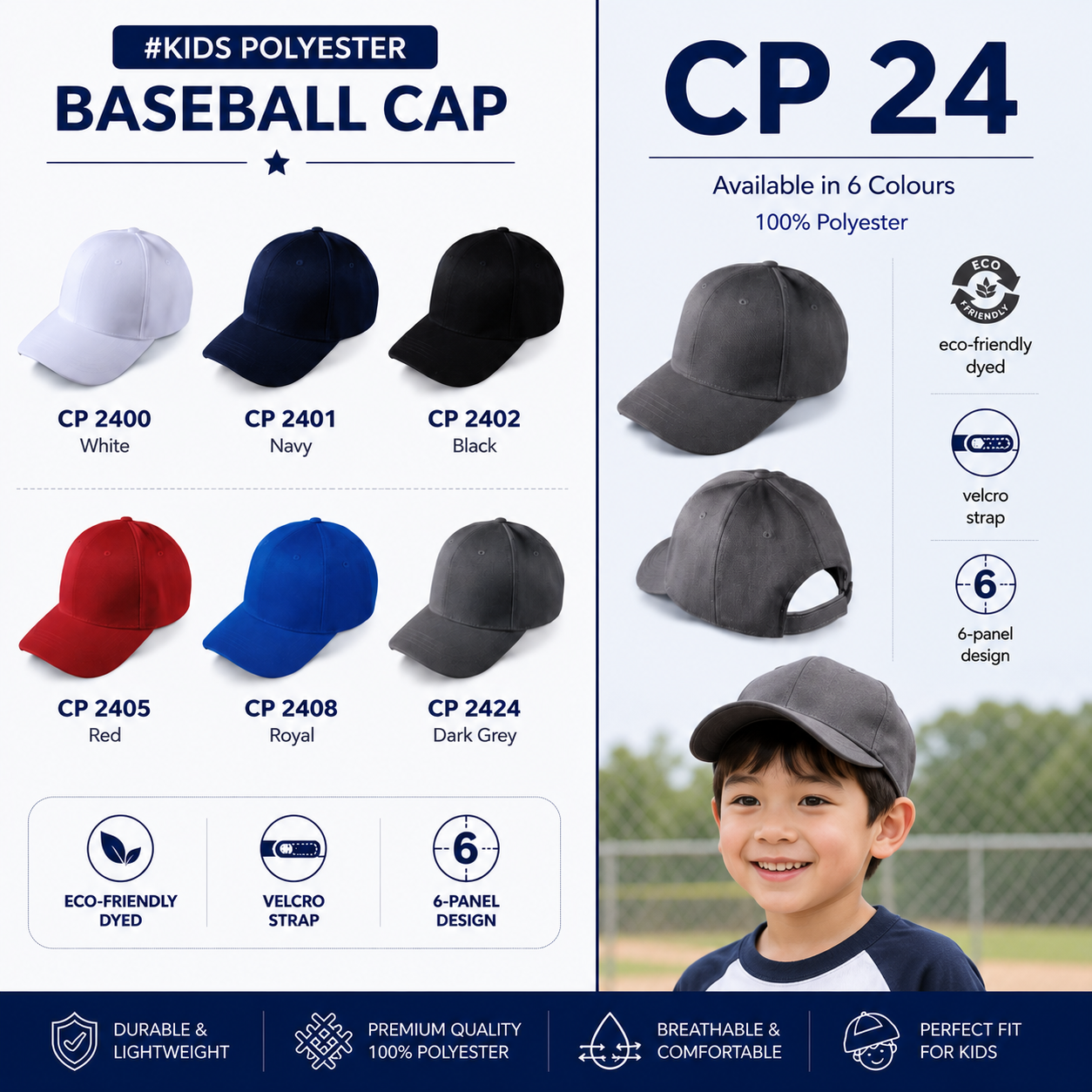 Kids Polyester Baseball Cap CP24